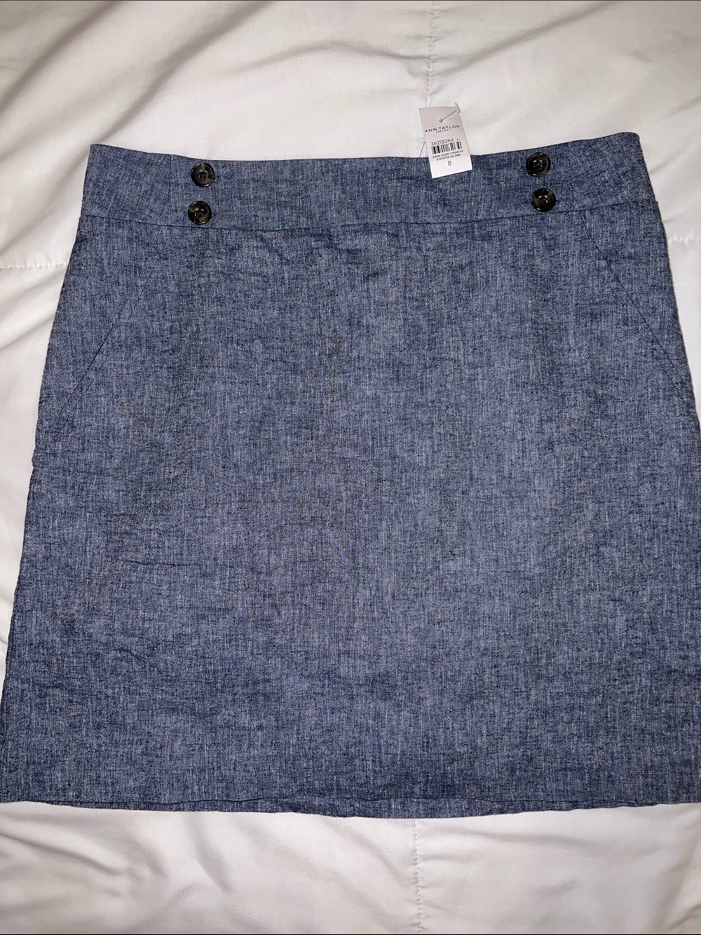 Ann Taylor Blue Chambray Mini Skirt